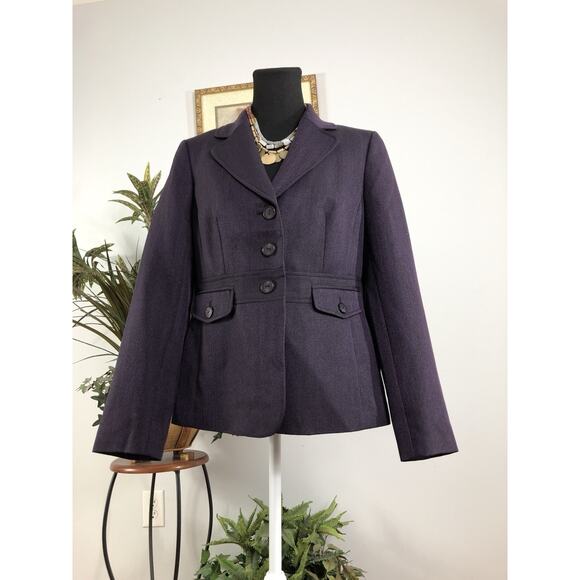 Evan-Picone Women Jacket 10 Mob Wife 3 Buttons Front Office Siren Lined Lapel - Picture 2 of 10